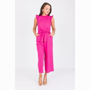 Pink Ruffle Neck Jumpsuit Size S